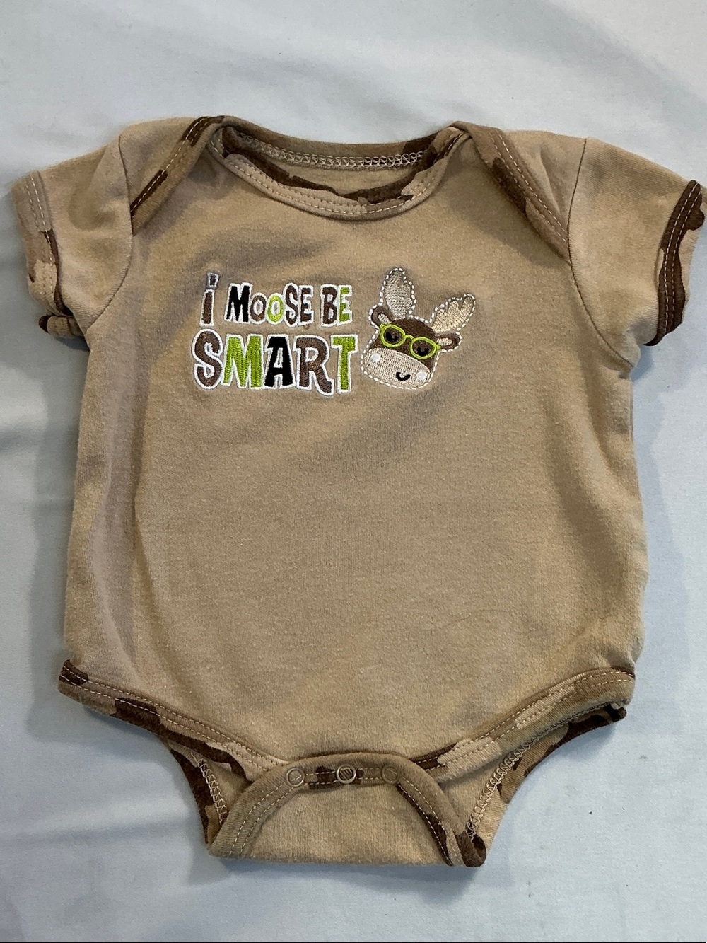 Buster Brown Tan Infant Bodysuit with moose design